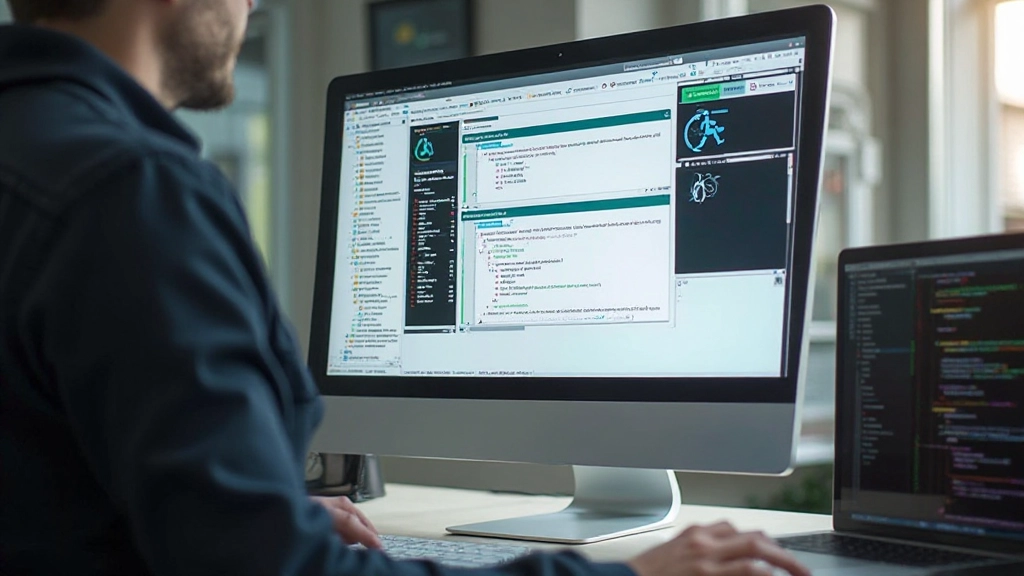 Computerscherm met toegankelijkheidschecklist en contrast-testtools voor webinterfaces