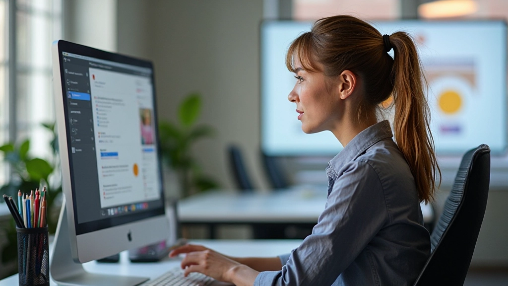 Designer controleert kleurcontrast op dashboard met WCAG-compliant kleuren en typography-hiërarchie